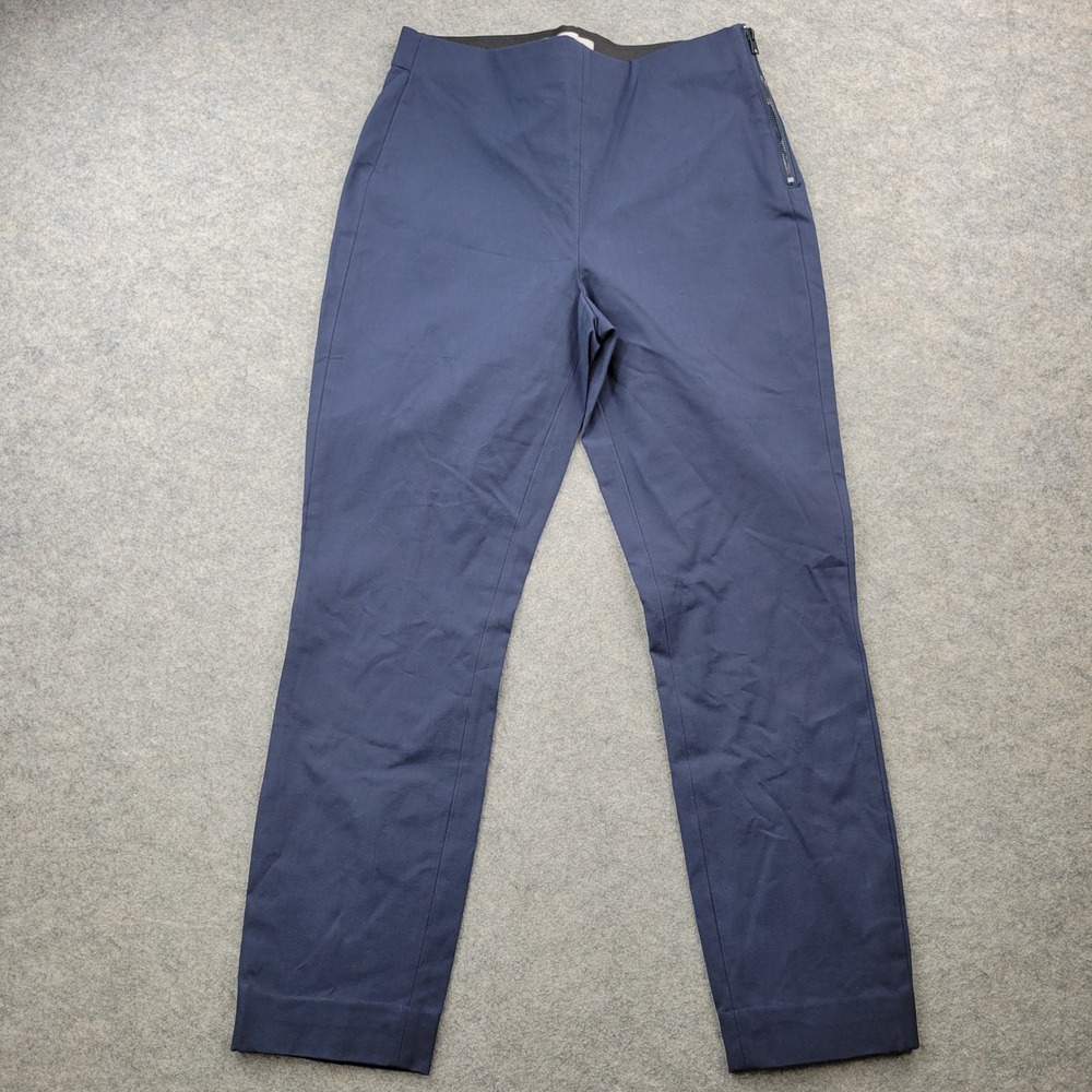 Everlane Womens Pants Size 8 Navy Blue Side Zip Stretch Cotton Straight Leg